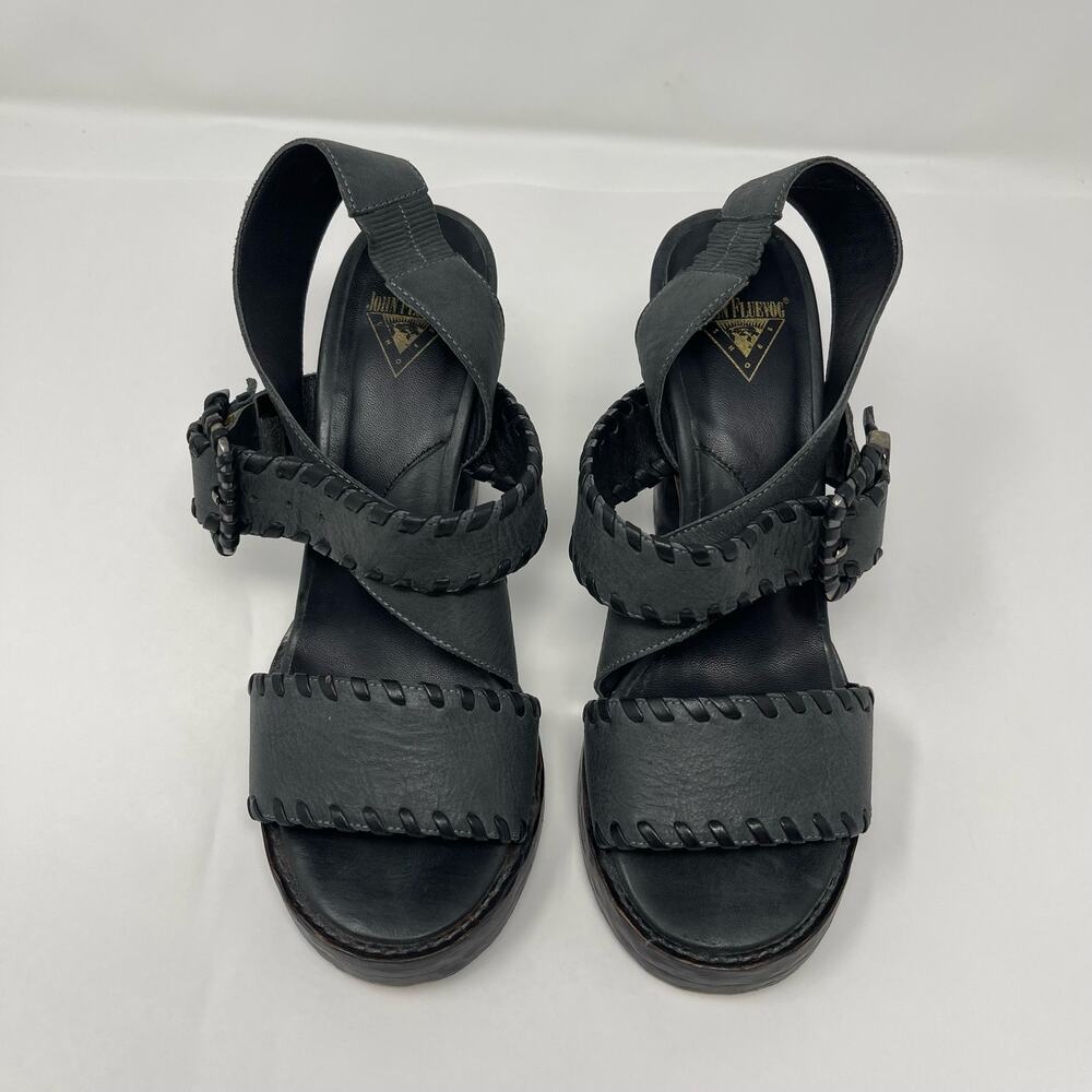 John Fluevog Tuggawar Hopscotch Black Strappy Heels (6.5) - Picture 2 of 13
